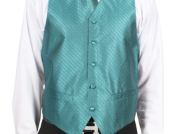 Ferrecci Mens PV300 - Blue Peacock with Black Back Adjustable Diamond Vest Set