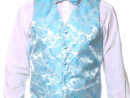 Ferrecci Mens PV350 - Turquoise Paisley with Black Back Adjustable Vest Set