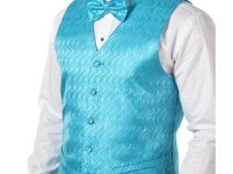 Ferrecci Mens PV150 - Turquoise with White Back Adjustable Vest Set