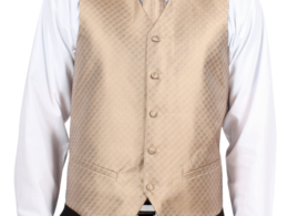 Ferrecci Mens PV300 - Champagne with Black Back Adjustable Diamond Vest Set