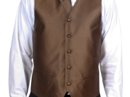 Ferrecci Mens PV300 - Brown with Black Back Adjustable Diamond Vest Set