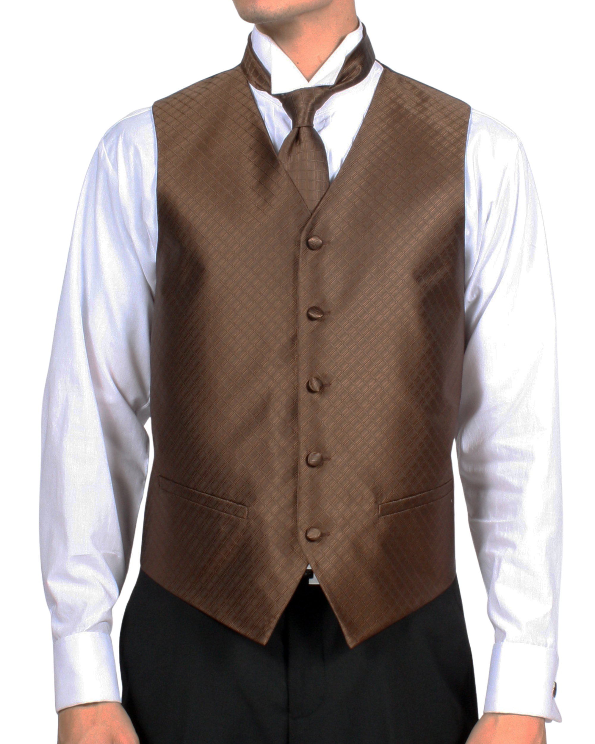 Ferrecci Mens PV300 - Brown with Black Back Adjustable Diamond Vest Set - Image 5