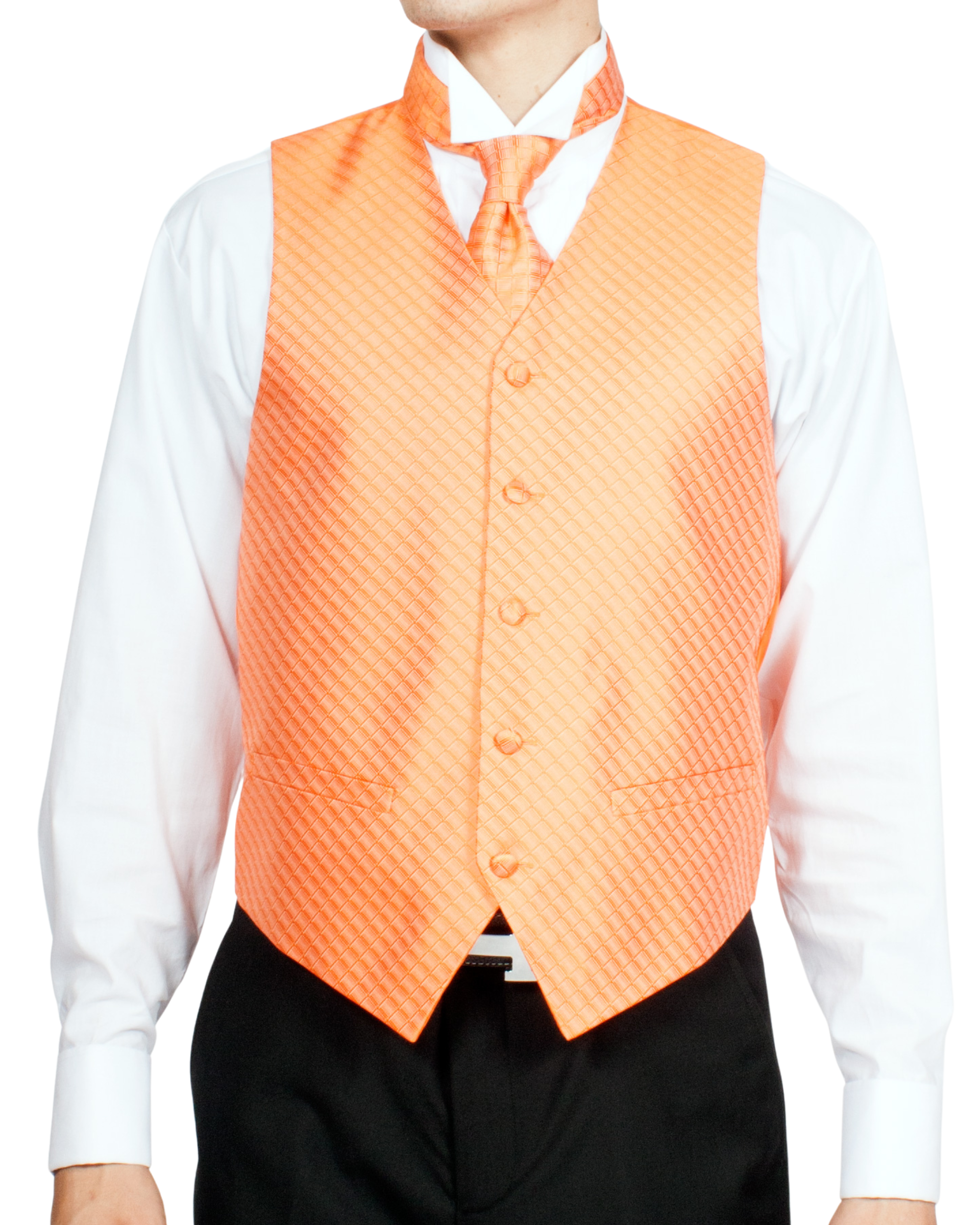 Ferrecci Mens PV300 - Orange with Black Back Adjustable Diamond Vest Set - Image 14