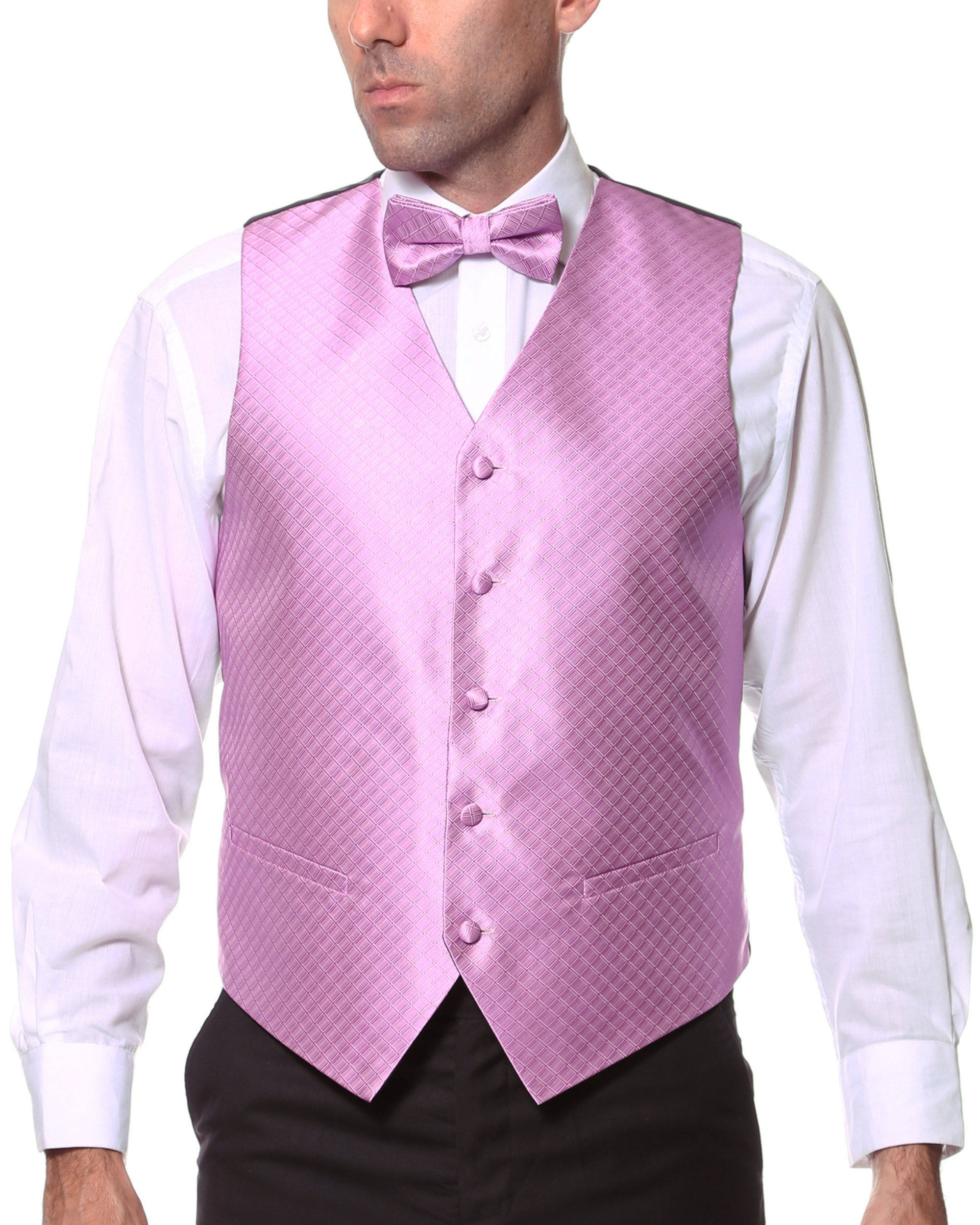 Ferrecci Mens PV300 - Dark Rose with White Back Adjustable Diamond Vest Set - Image 2