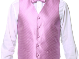 Ferrecci Mens PV300 - Dark Rose with White Back Adjustable Diamond Vest Set