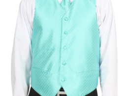 Ferrecci Mens PV300 - Aqua with White Back Adjustable Diamond Vest Set