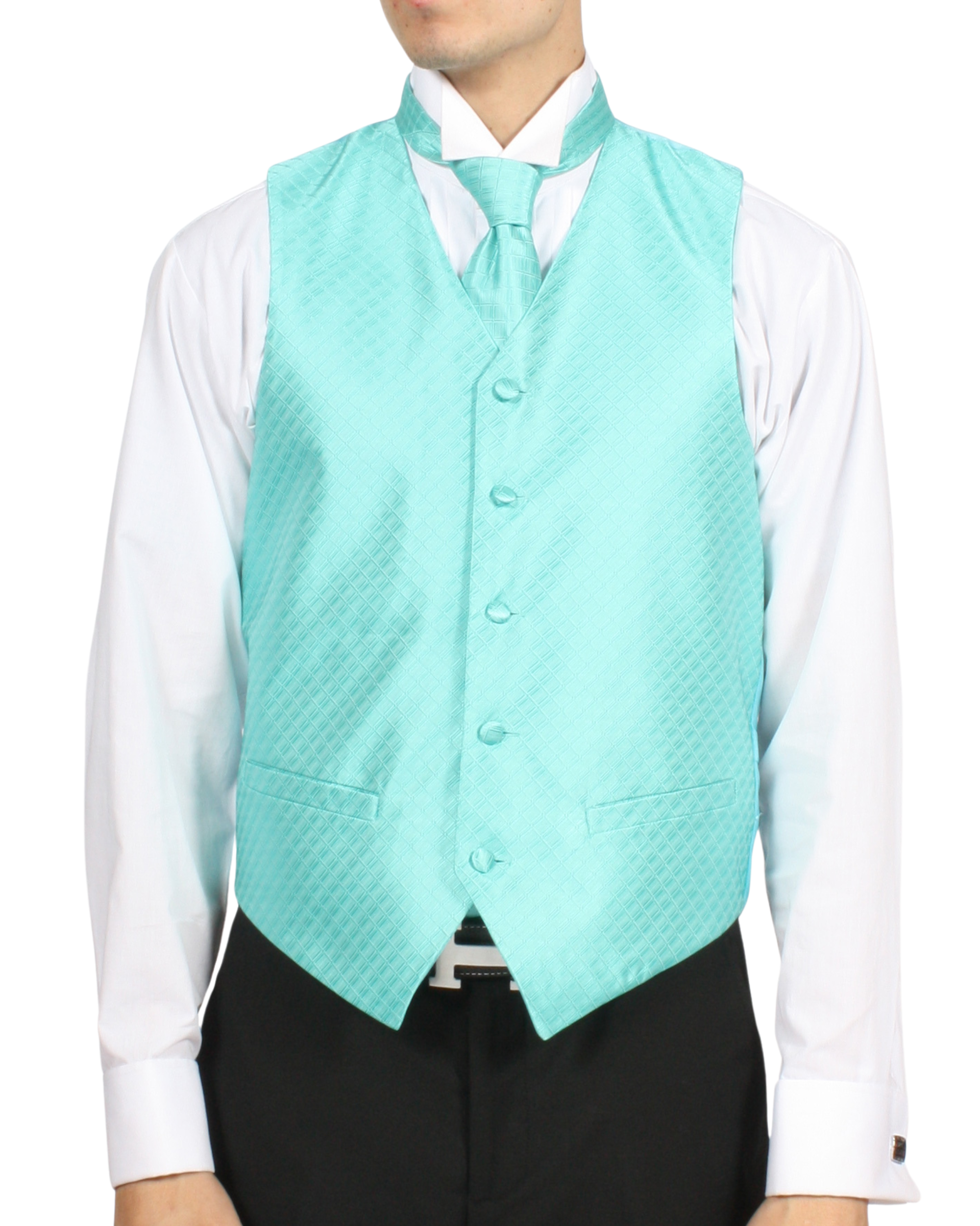 Ferrecci Mens PV300 - Aqua with White Back Adjustable Diamond Vest Set - Image 8