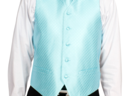 Ferrecci Mens PV300 - Pale Turquoise with White Back Adjustable Diamond Vest Set