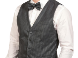 Ferrecci Mens PV400 - Black Stripped with Black Back Adjustable Vest Set