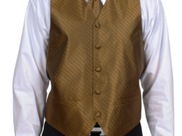 Ferrecci Mens PV300 - Mustard with Black Back Adjustable Diamond Vest Set