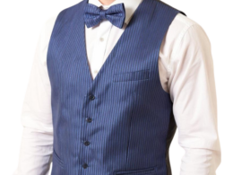 Ferrecci Mens PV400 - Blue Stripped with Black Back Adjustable Vest Set