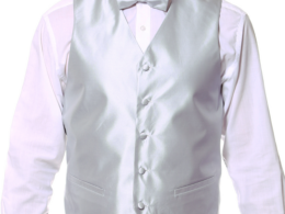 Ferrecci Mens PV450 - Grey with Black Back Adjustable Textured Vest Set