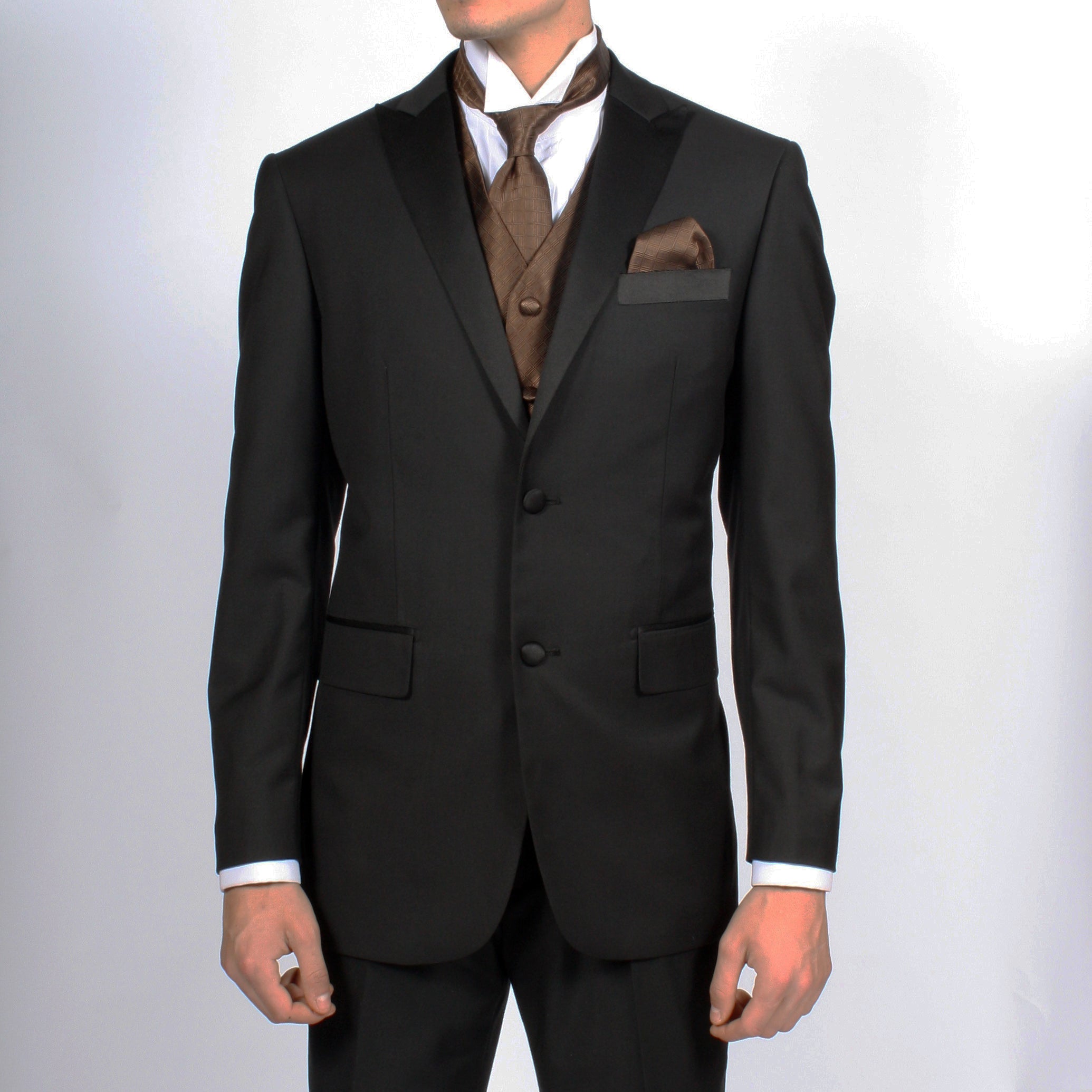 Ferrecci Mens PV300 - Brown with Black Back Adjustable Diamond Vest Set - Image 2