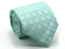 Mens Dads Classic Turquoise Geometric Pattern Business Casual Necktie & Hanky Set W-3