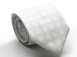 Mens Dads Classic White Geometric Pattern Business Casual Necktie & Hanky Set W-4