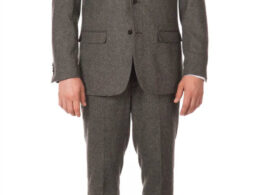 York Grey Slim Fit 3 Piece Herringbone Suit