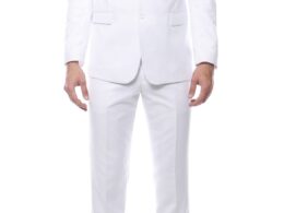 Mens ZNL22S 2pc 2 Button Slim Fit White Zonettie Suit