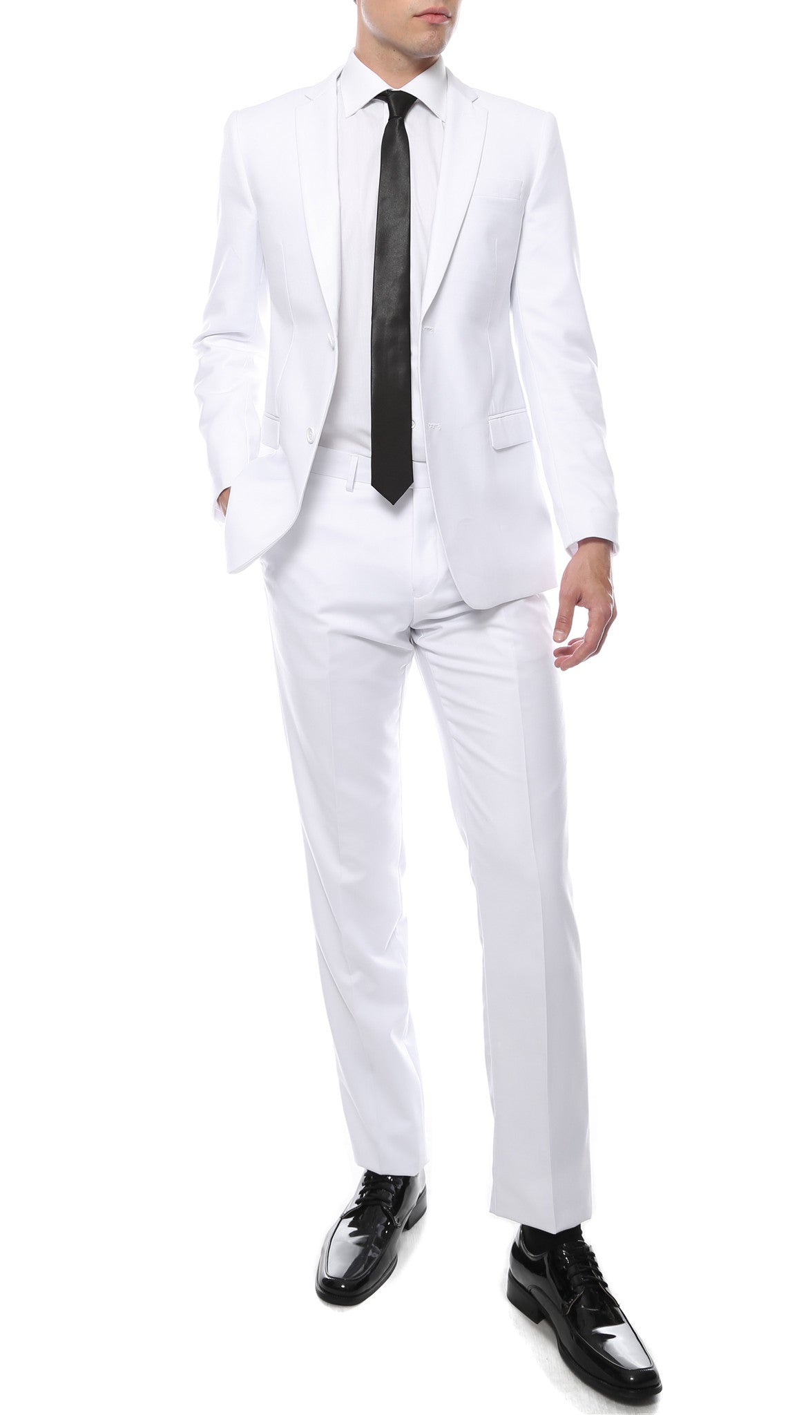 Mens ZNL22S 2pc 2 Button Slim Fit White Zonettie Suit - Image 4