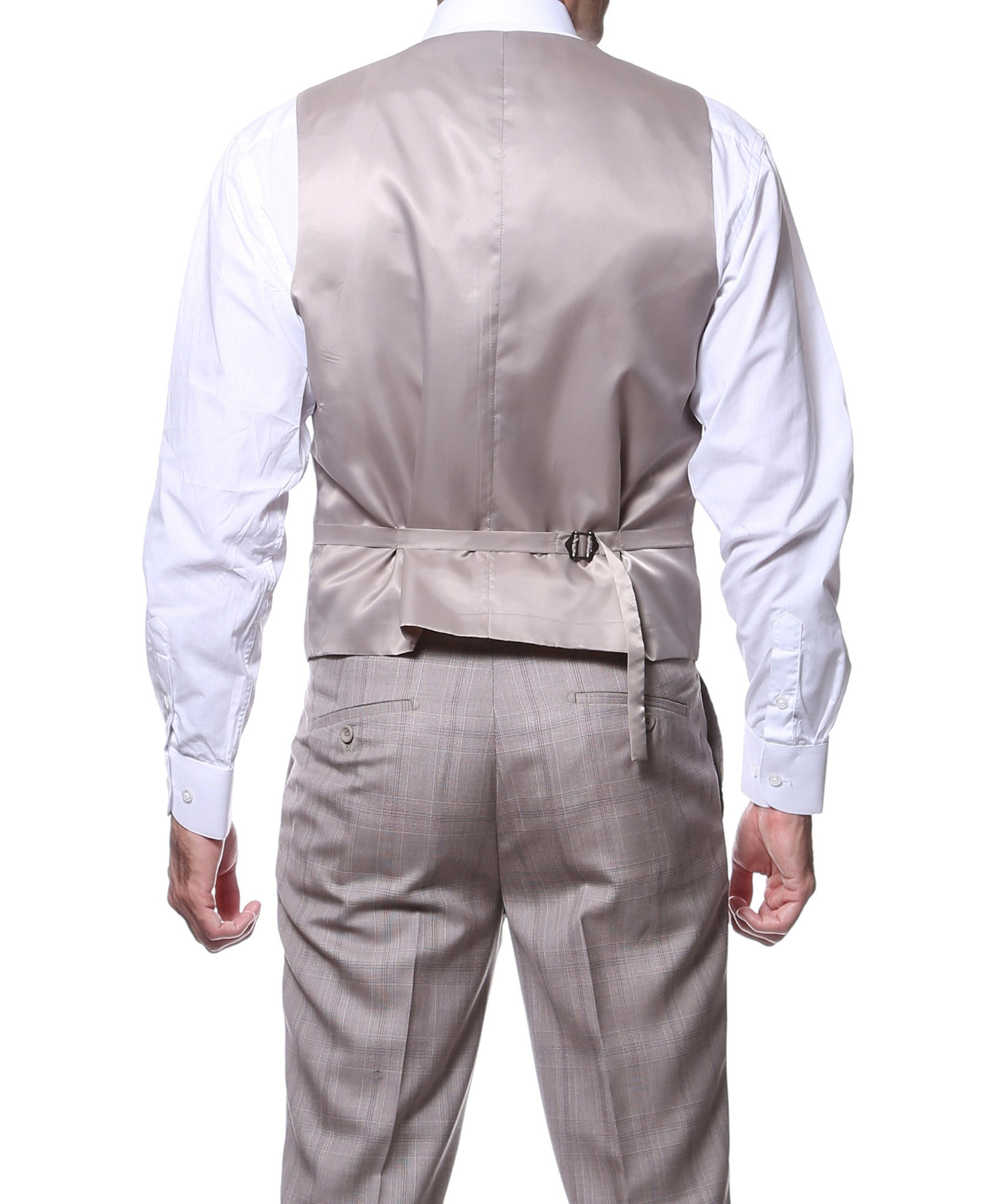 Zillo Sierra Tan 3pc Vested Slim Fit Plaid Suit - Image 5