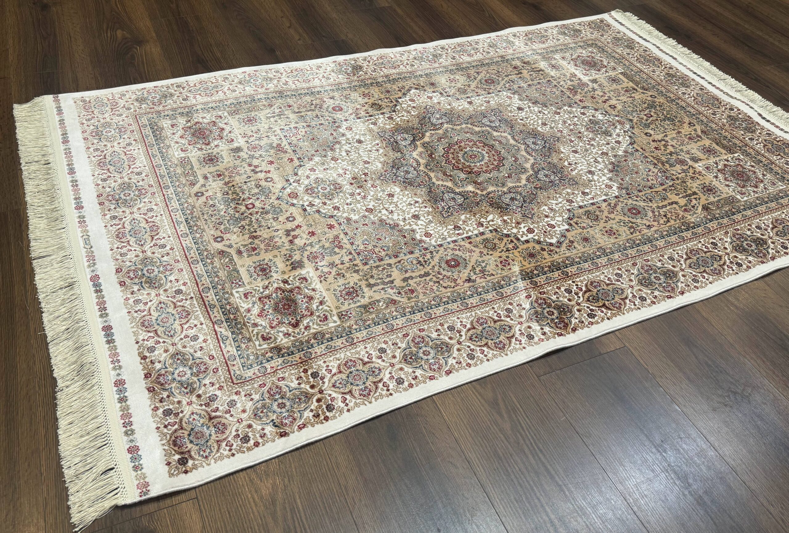 Turkish Memluk Silk Rug 4x6, Hereke Carpet, Bamboo Silk, New - Image 2