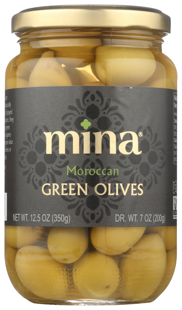 Mina Moroccan Green Olives 12.5 oz (Pack of 6)