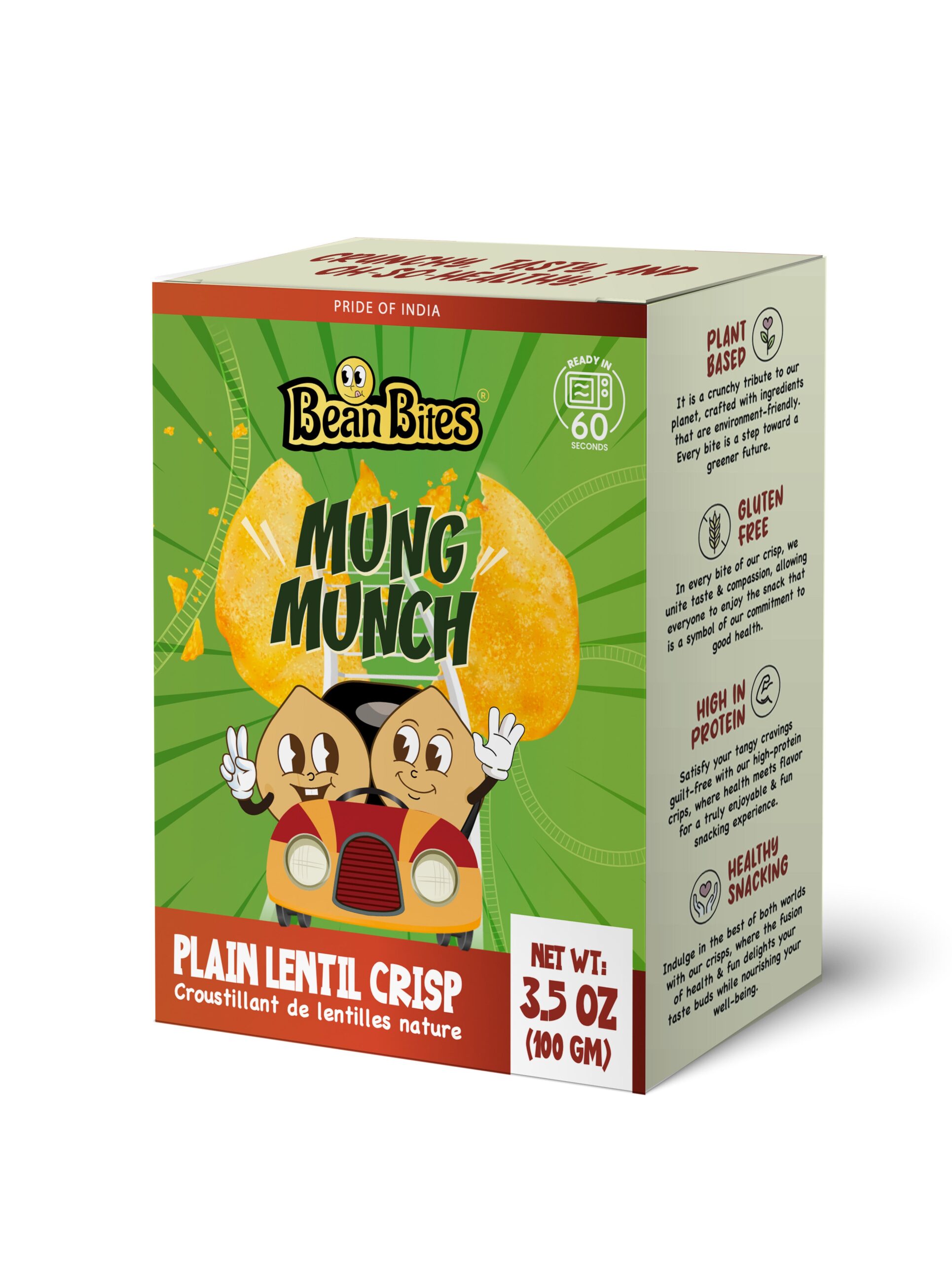 Bean Bites | Mung Munch Lentil Crisp 3.53 oz (100 g) | Round Crunchy Bites - Image 6