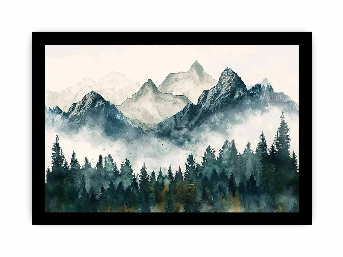 Foggy Mountian Valley Canvas Art Print - Image 34