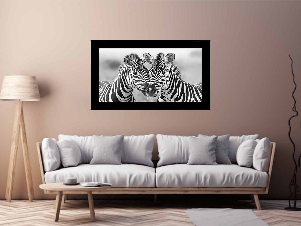 Two Zebras Canvas Art Print - Image 3