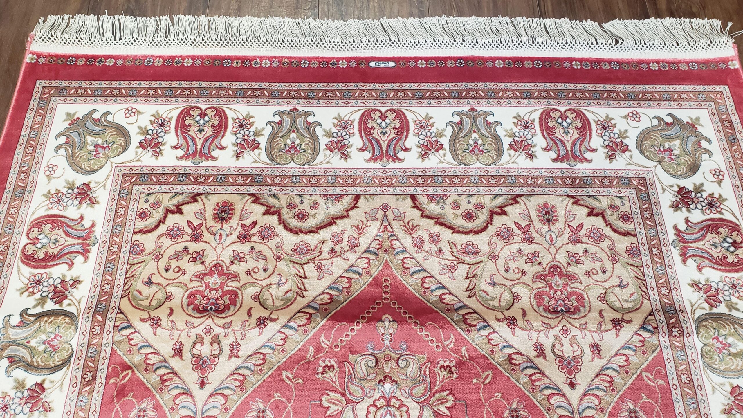 4 x 6 Silk Carpet Red, Traditional Oriental Rug 4x6, Flower Vase Columns, Turkish Rug New, High Quality, Bamboo Silk, Area Rug - Image 3