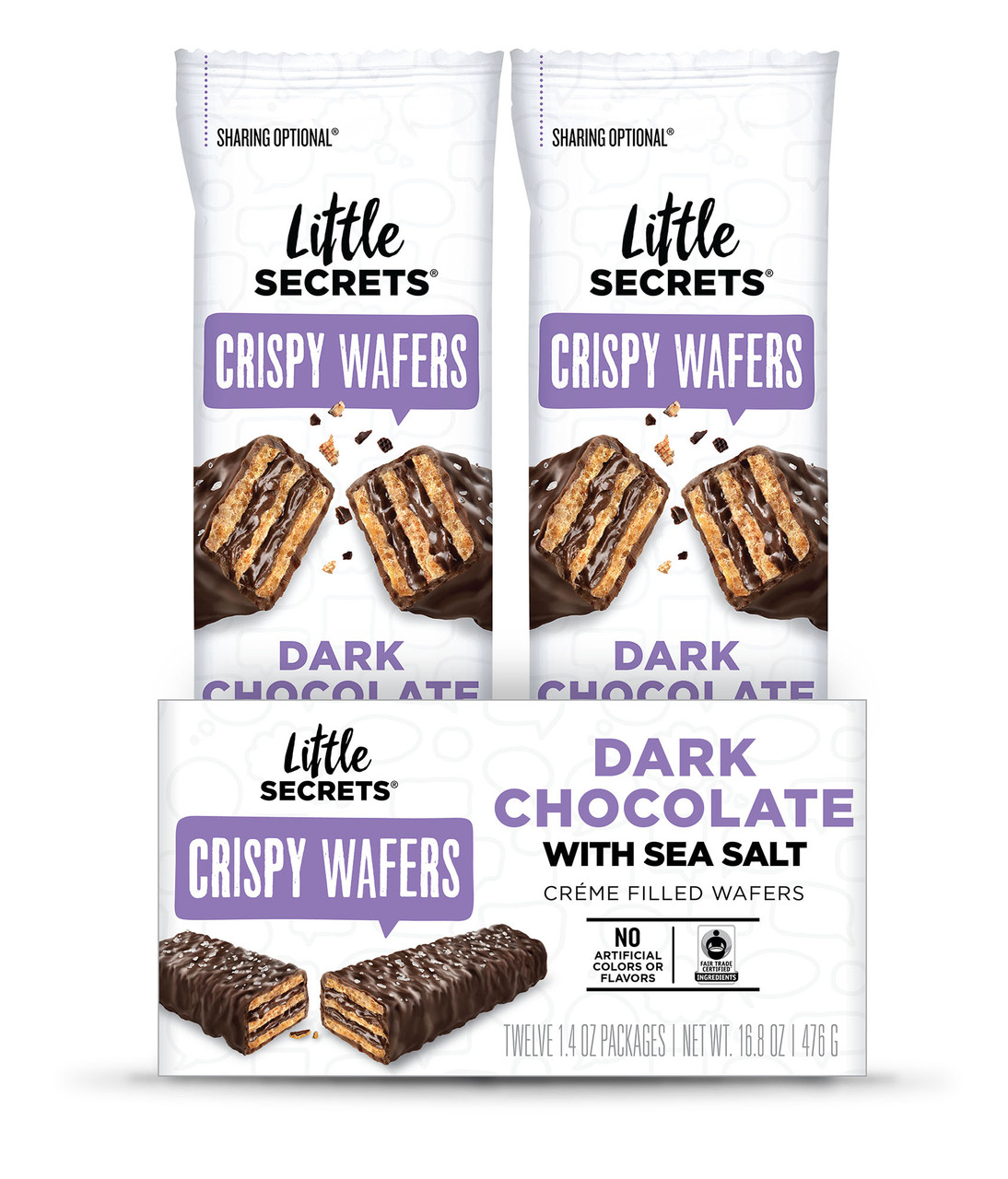 Little Secrets Dark Chocolate Crispy Wafers with Sea Salt (Pack of 12) - Image 3