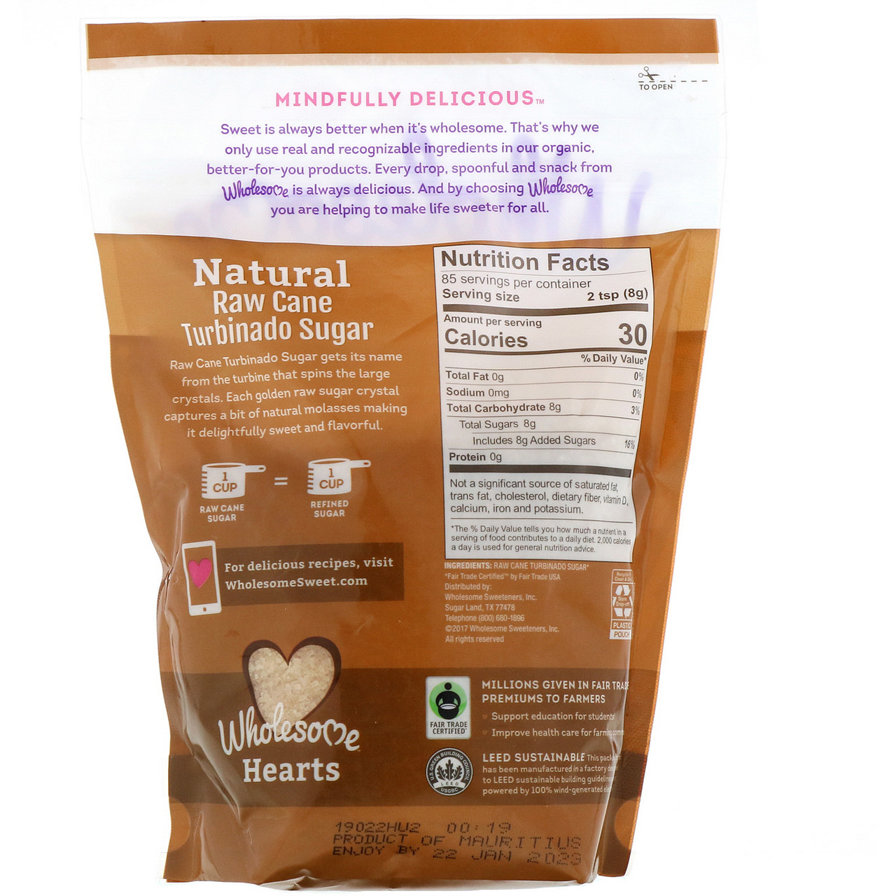 Wholesome Sweeteners Fair Trade Raw Cane Sugar (12 x1 .5 LB) - Image 2