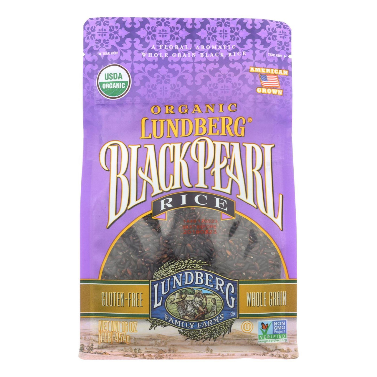 Lundberg Organic Black Pearl Rice 1 lb (Pack of 6)