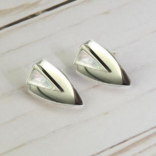 Chevron Earrings- Silver - Image 3