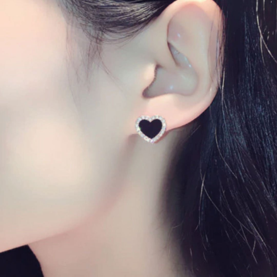 Onyx Heart Earrings - Image 2