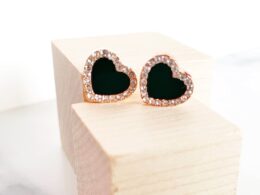 Onyx Heart Earrings
