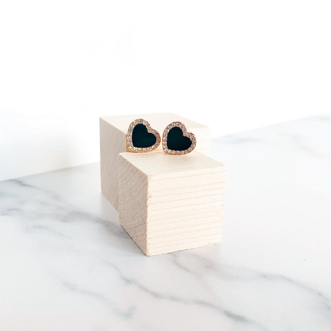 Onyx Heart Earrings - Image 3