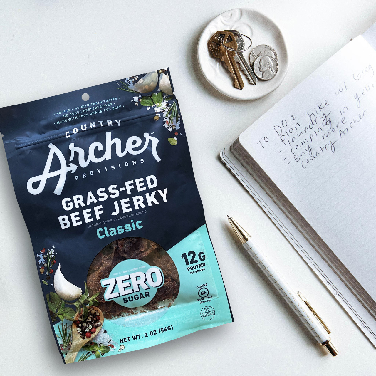 Country Archer Zero Sugar Grass-Fed Classic Beef Jerky 2 oz (Pack of 12) - Image 4