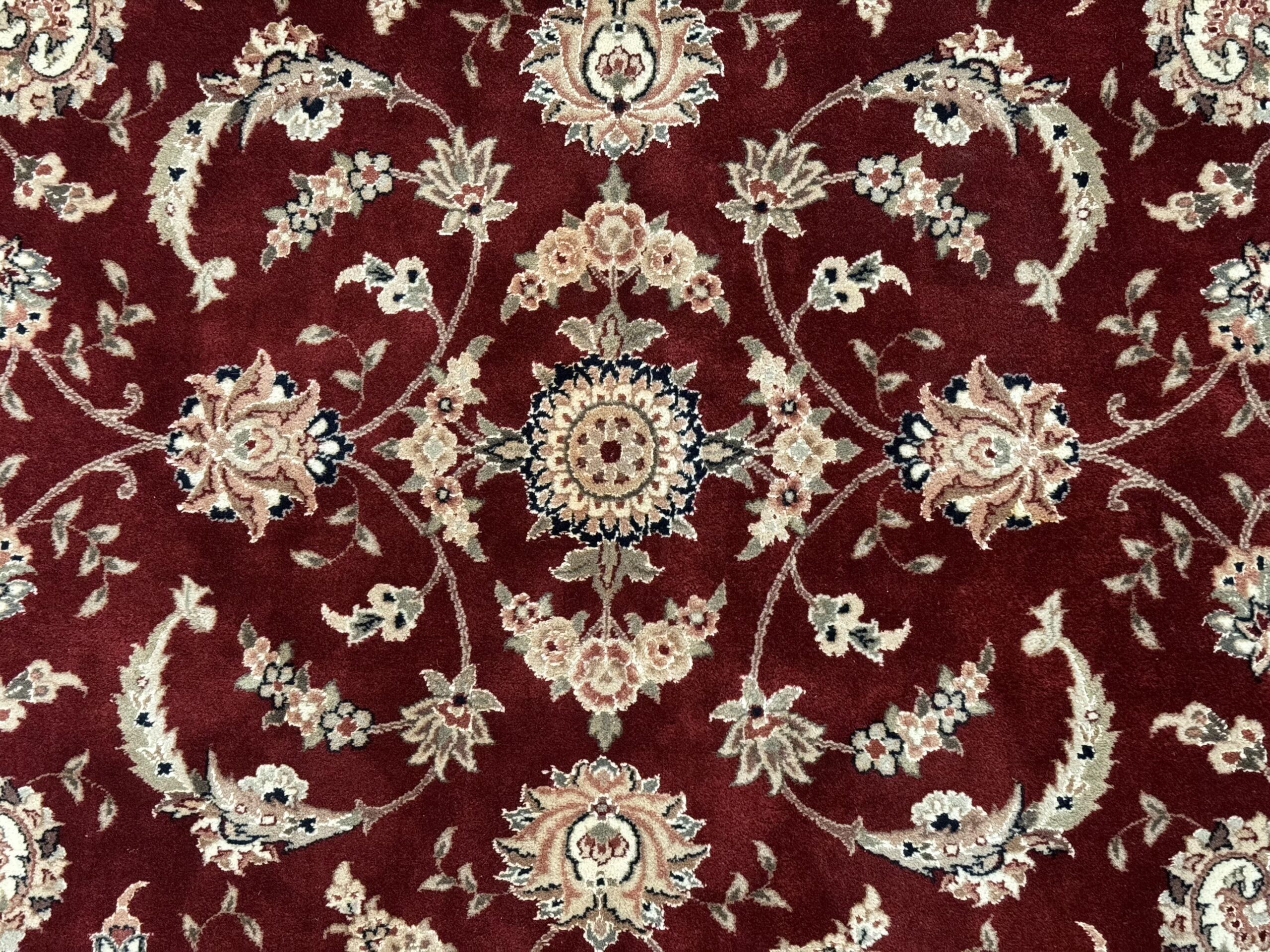 Maroon Persian Area Rug 8x10, Floral Allover, Pak Persian, Wool and Silk Highlights, Traditional Oriental Carpet - Image 4