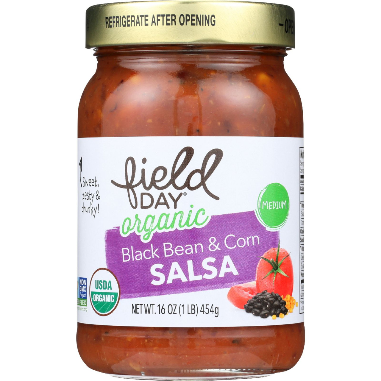 Field Day Organic Black Bean & Corn Salsa 16 oz (Pack of 12)