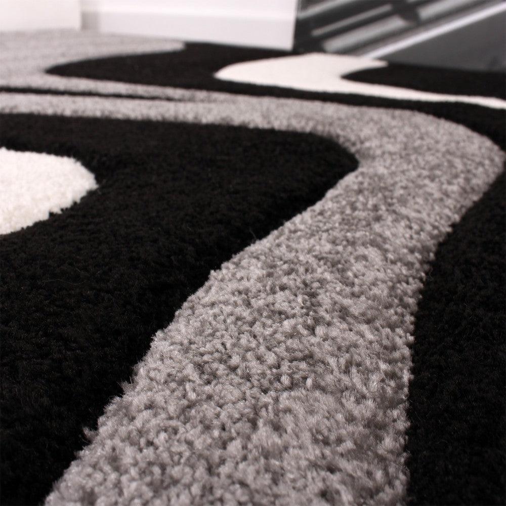 Designer Area Rug with Contour Cut and Modern Wave Pattern - Image 5
