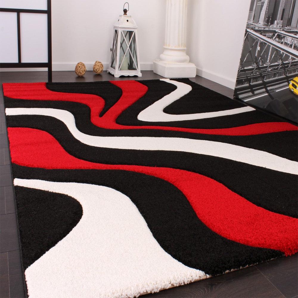 Designer Area Rug with Contour Cut and Modern Wave Pattern - Image 16