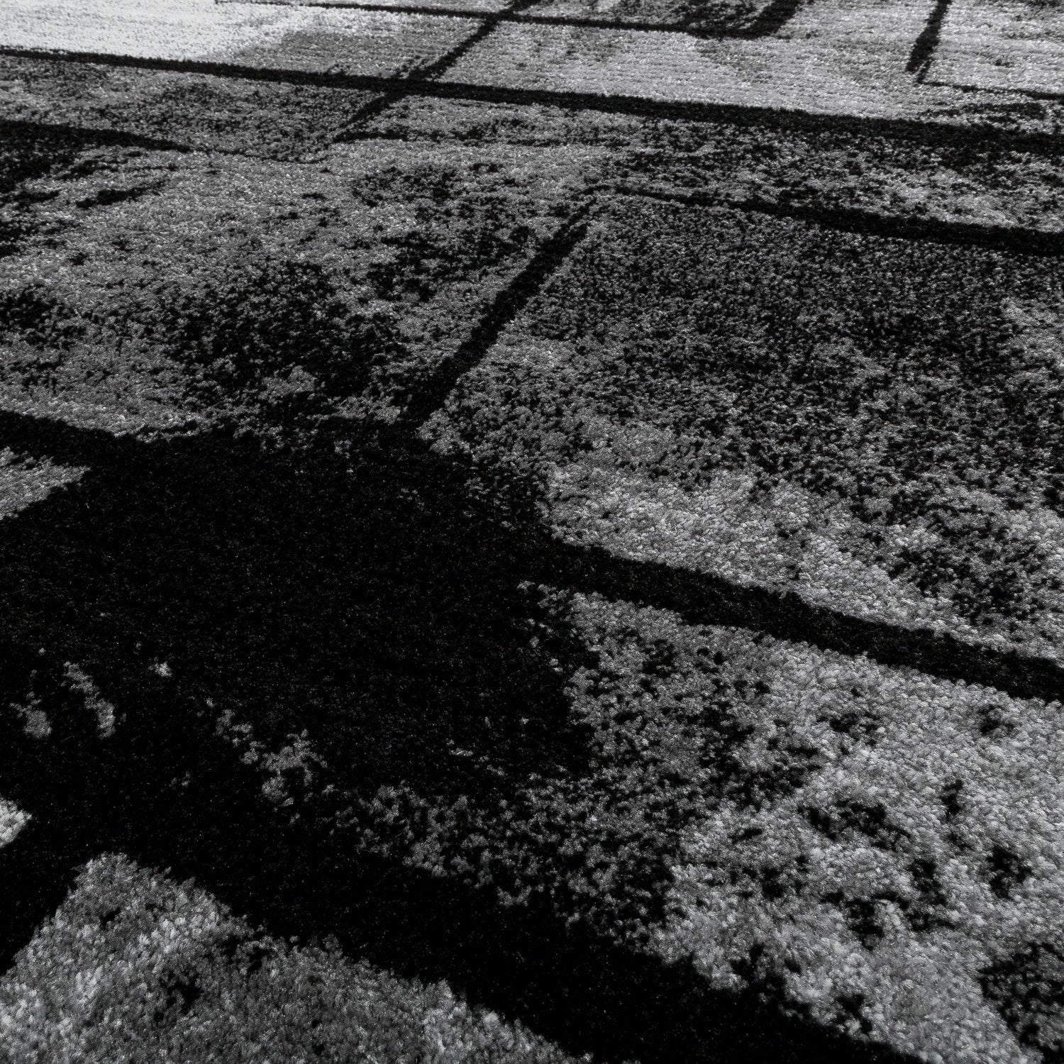 Black White Area Rug Montreal Abstract Paint Effect - Image 4