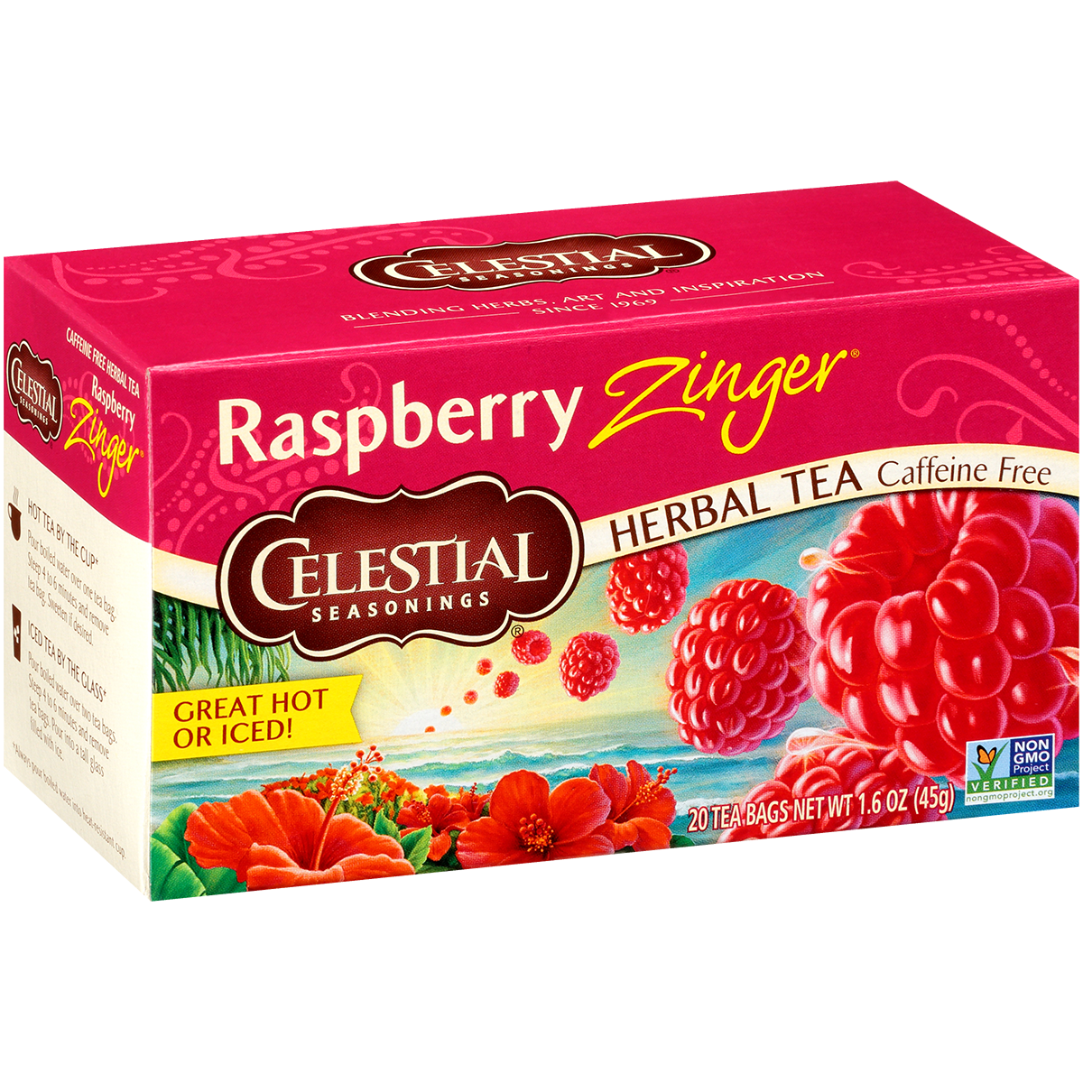 Celestial Seasonings Raspberry Zinger Herbal Tea 20 Tea Bags (Pack of 6 Boxes) - Image 2