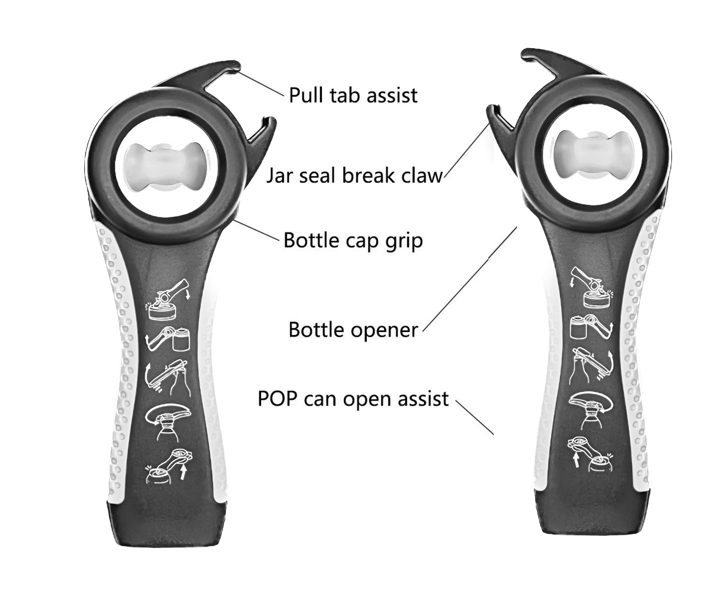 UNIVERSAL BOTTLE AND JAR OPENER SET- GREY - Image 4