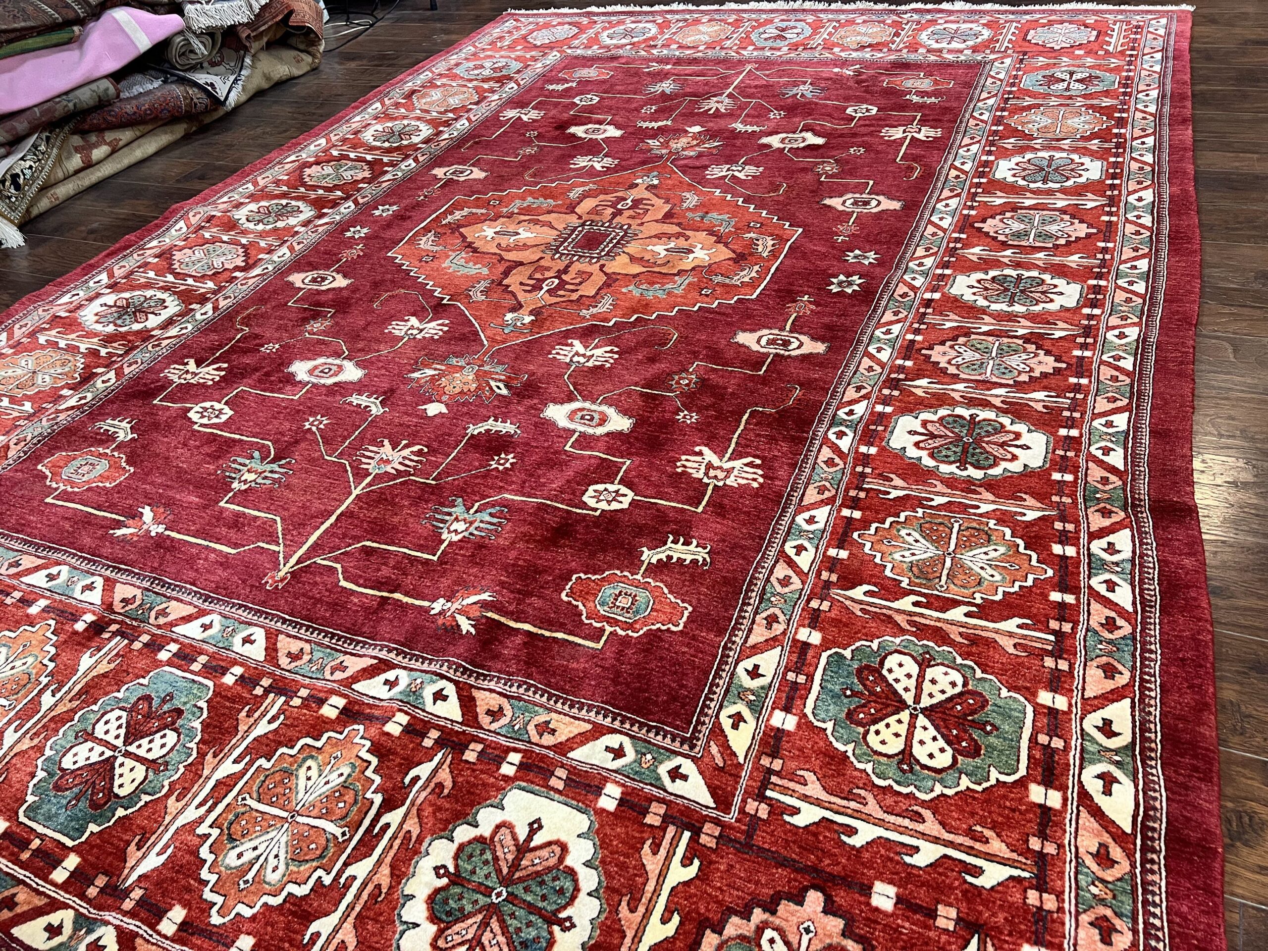 Persian Bidjar Rug 9x13, Wool Hand Knotted Vintage Carpet, Red Oriental Rug, Handmade Rug, Large 9 x 13 Room Size Rug - Image 2