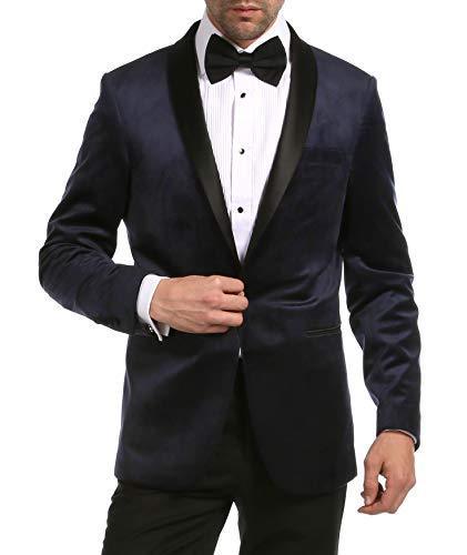 Enzo Navy Velvet Slim Fit Shawl Lapel Tuxedo Men's Blazer - Image 6
