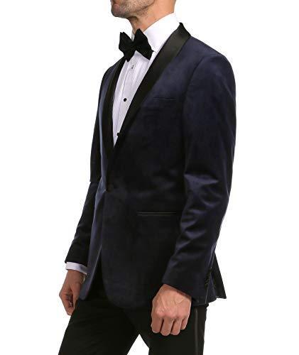 Enzo Navy Velvet Slim Fit Shawl Lapel Tuxedo Men's Blazer - Image 3