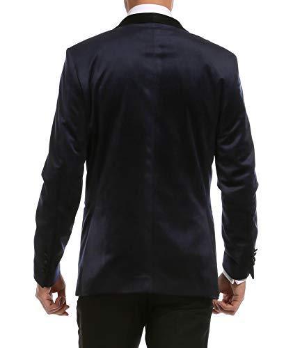 Enzo Navy Velvet Slim Fit Shawl Lapel Tuxedo Men's Blazer - Image 4