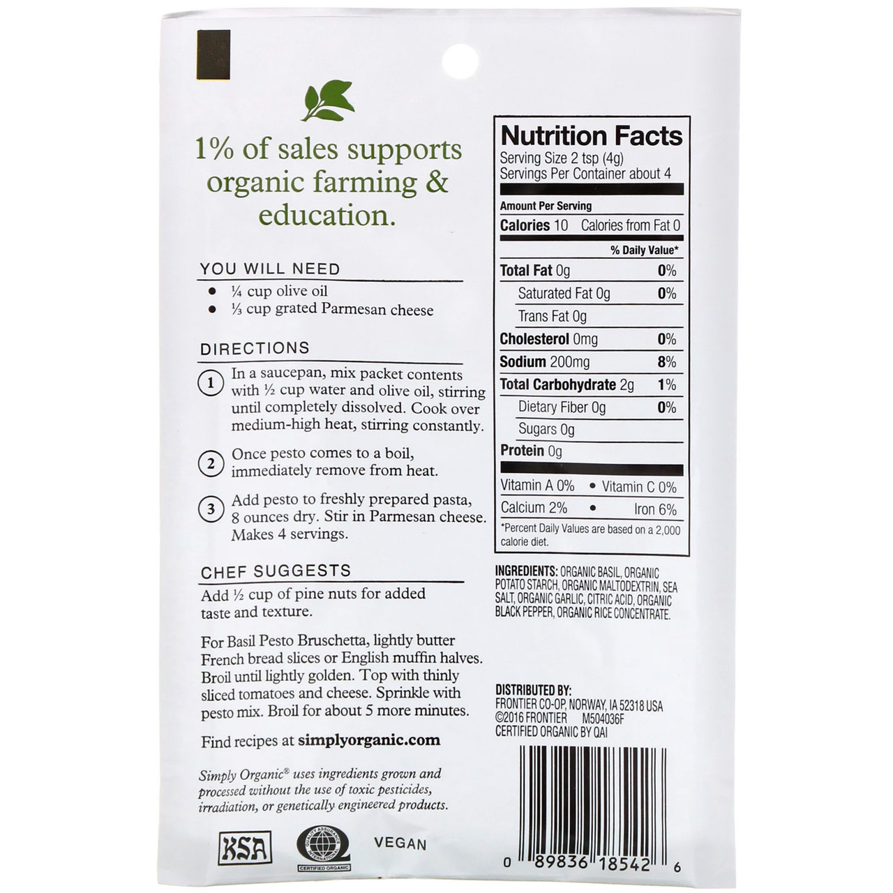 Simply Organic Sweet Basil Pesto (12 x 0.53 oz) - Image 3