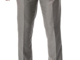 Ferrecci Men's Halo Grey Slim Fit Flat-Front Dress Pants